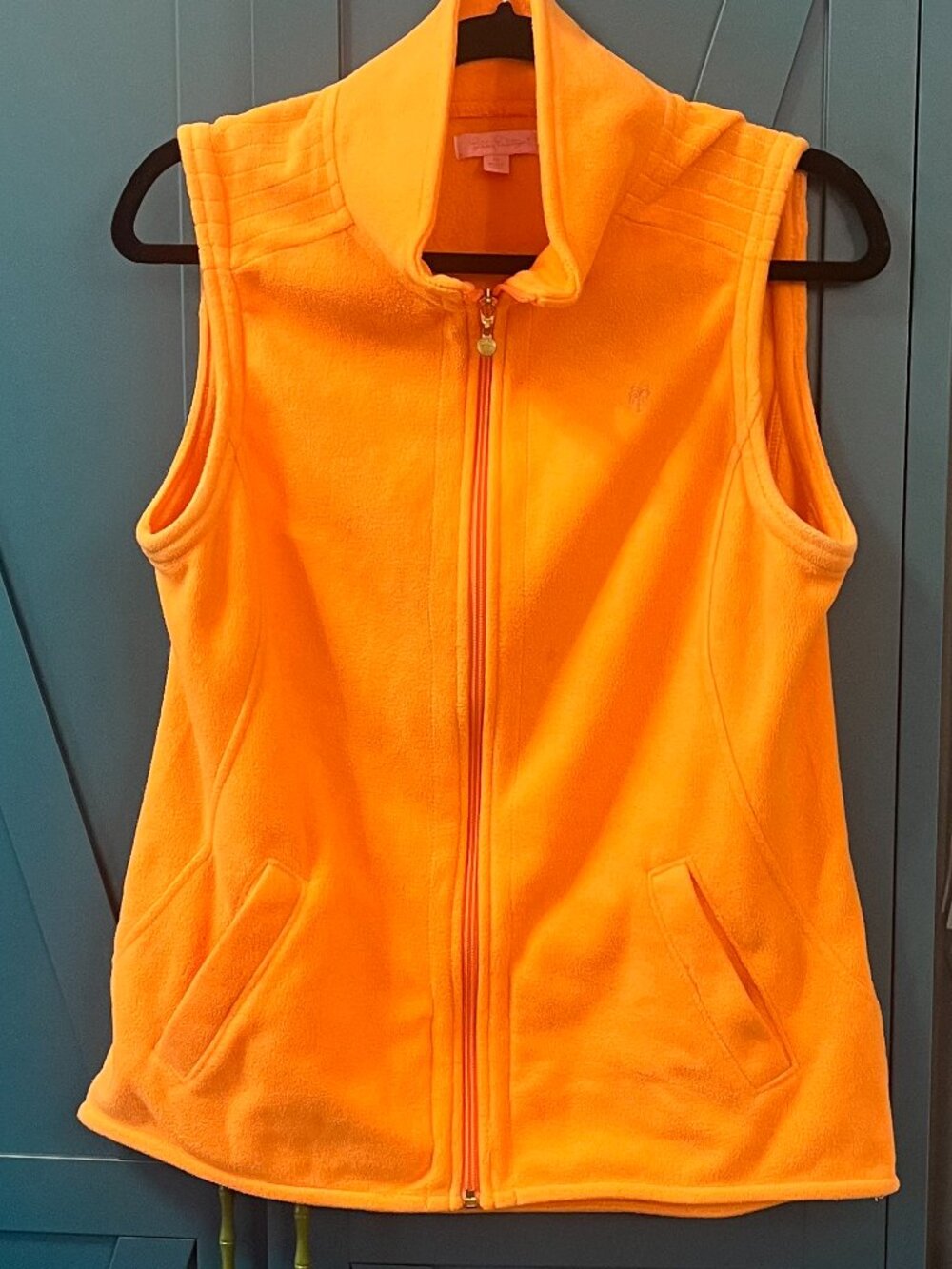 Lilly Pulitzer Full Zip Fleece Vest Neon Orange Size M